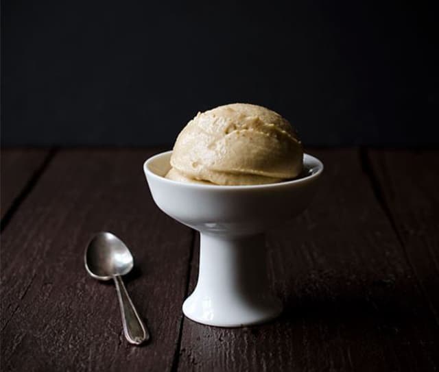 Banana peanut butter blender ice cream with almondmilk